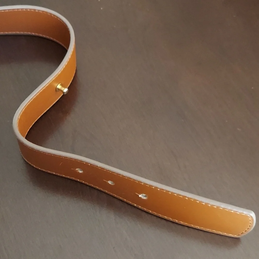 LAUREN Ralph Lauren Brown Faux Leather Belt with Goldtone Ring Detail Size 4 - Picture 10 of 15